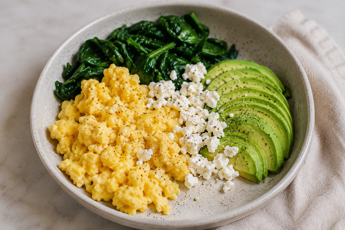 Egg & avocado breakfast bowl — 440 kcal, 24g protein