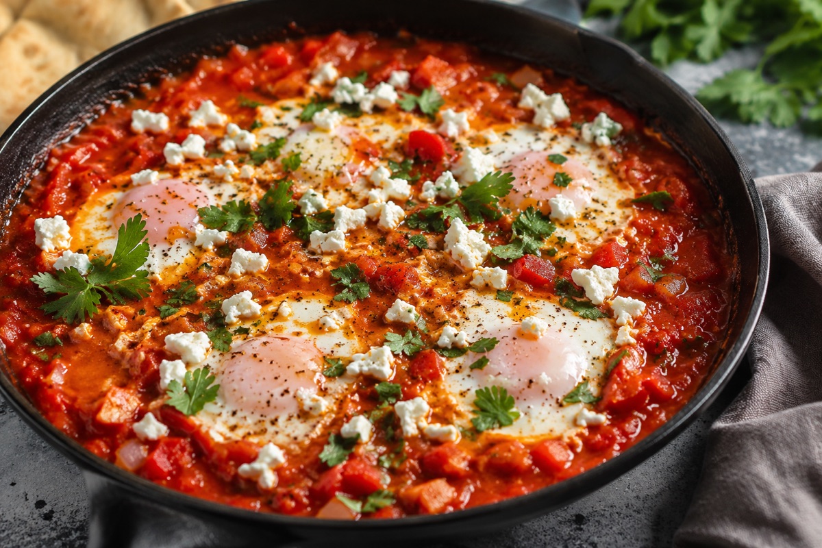 Shakshuka with feta — 480 kcal, 26g protein